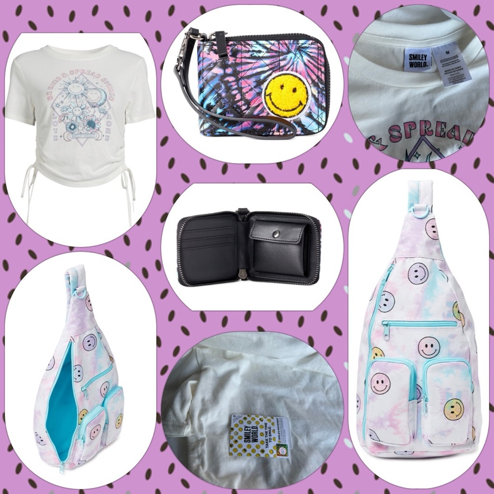 Medium Smiley Women's Side Tie Graphic Print T-Shirt 3PC Bundle